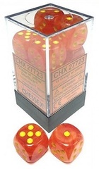 D6 16mm 12-Dice Block CHX27723 - Ghostly Glow Orange/Yellow [OOP]